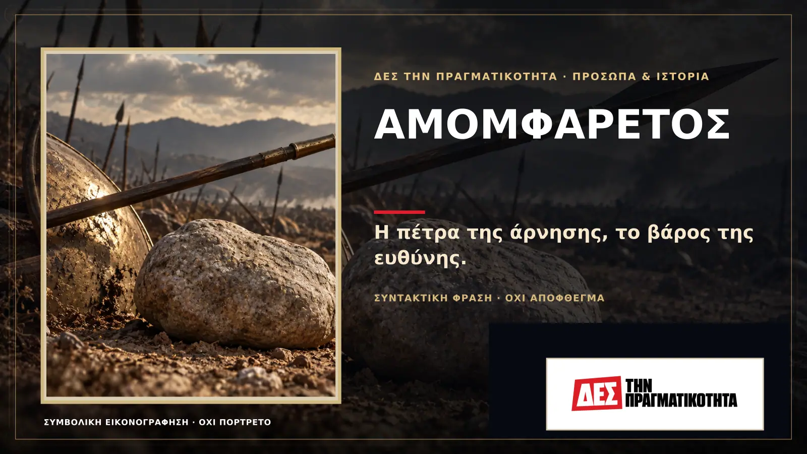 Αμομφάρετος: ο Σπαρτιάτης που αρνήθηκε να φύγει, όταν όλοι οι άλλοι μετακινούνταν · Προηγούμενη κεντρική σύνθεση με το λογότυπο · Δες την Πραγματικότητα Αμομφάρετος: ο Σπαρτιάτης που αρνήθηκε να φύγει, όταν όλοι οι άλλοι μετακινούνταν · Προηγούμενη κεντρική σύνθεση με το λογότυπο · Δες την Πραγματικότητα