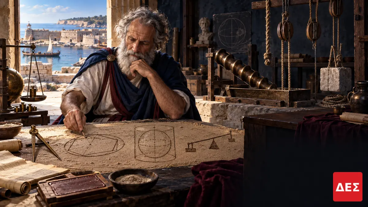 Αρχιμήδης: ο Έλληνας που μέτρησε το άπειρο, σήκωσε πλοία και έκανε τη Ρώμη να φοβηθεί · Προηγούμενη κεντρική εικόνα: εικαστική αναπαράσταση, όχι βεβαιωμένη όψη του προσώπου · Δες την Πραγματικότητα Αρχιμήδης: ο Έλληνας που μέτρησε το άπειρο, σήκωσε πλοία και έκανε τη Ρώμη να φοβηθεί · Προηγούμενη κεντρική εικόνα: εικαστική αναπαράσταση, όχι βεβαιωμένη όψη του προσώπου · Δες την Πραγματικότητα