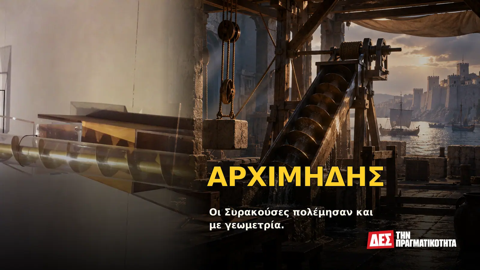 Αρχιμήδης: ο Έλληνας που μέτρησε το άπειρο, σήκωσε πλοία και έκανε τη Ρώμη να φοβηθεί · Προηγούμενο εξώφυλλο με ιστορικό τεκμήριο ή συμβολική σκηνή · Δες την Πραγματικότητα Αρχιμήδης: ο Έλληνας που μέτρησε το άπειρο, σήκωσε πλοία και έκανε τη Ρώμη να φοβηθεί · Προηγούμενο εξώφυλλο με ιστορικό τεκμήριο ή συμβολική σκηνή · Δες την Πραγματικότητα