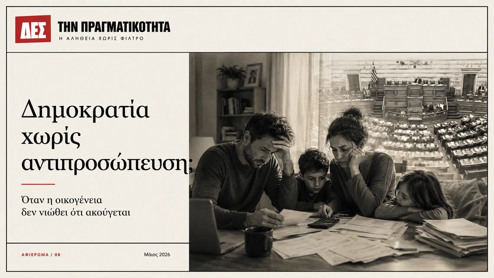 Δημοκρατία χωρίς αντιπροσώπευση; Όταν η οικογένεια δεν αναγνωρίζει τη ζωή της στην πολιτική συζήτηση · Κεντρική εικόνα · Δες την Πραγματικότητα Δημοκρατία χωρίς αντιπροσώπευση; Όταν η οικογένεια δεν αναγνωρίζει τη ζωή της στην πολιτική συζήτηση · Κεντρική εικόνα · Δες την Πραγματικότητα