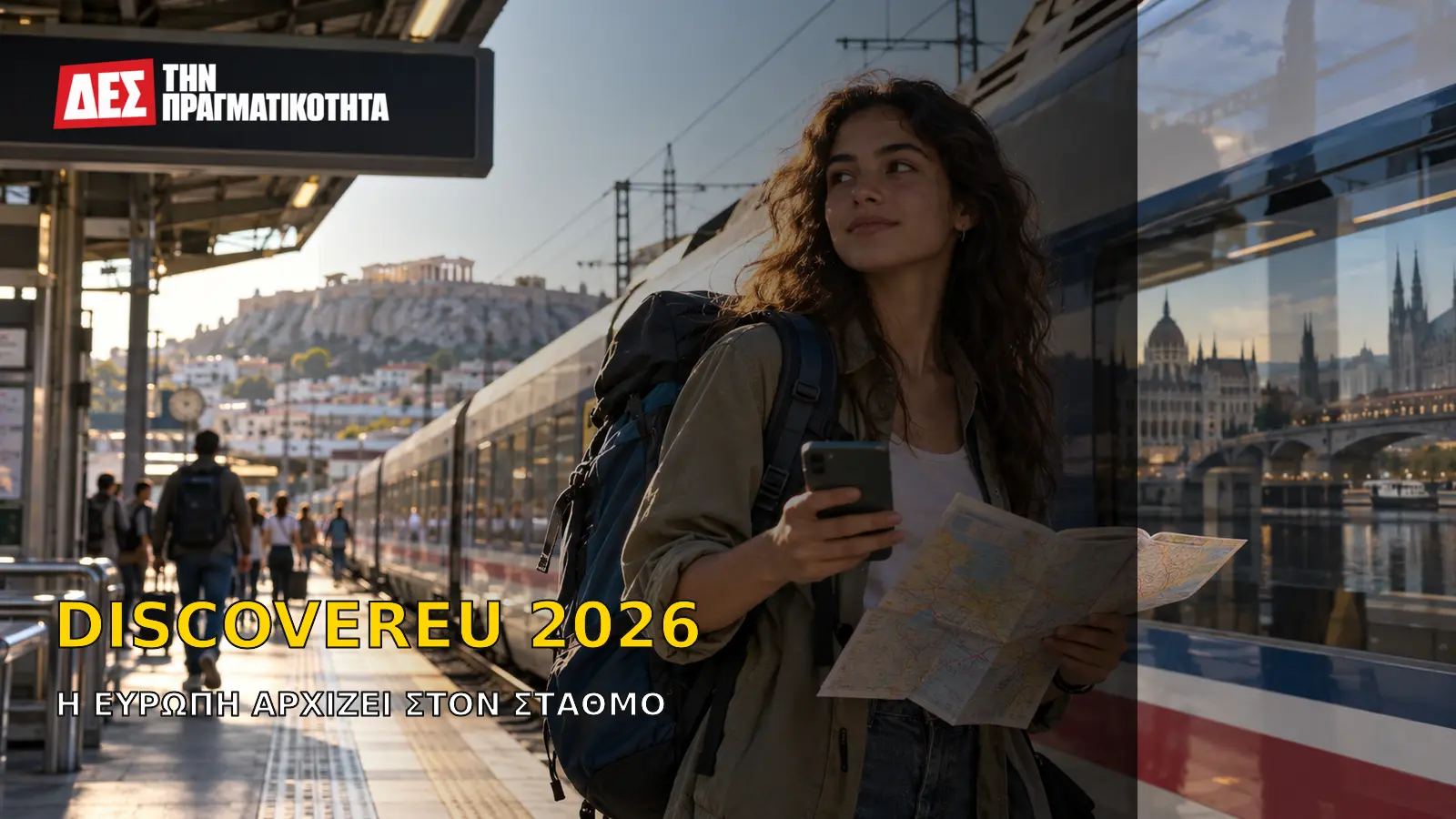 DiscoverEU 2026: το δωρεάν πάσο ανοίγει αύριο, τι καλύπτει, τι πληρώνει η οικογένεια και πώς κρίνεται η αίτηση · Κεντρική εικόνα · Δες την Πραγματικότητα DiscoverEU 2026: το δωρεάν πάσο ανοίγει αύριο, τι καλύπτει, τι πληρώνει η οικογένεια και πώς κρίνεται η αίτηση · Κεντρική εικόνα · Δες την Πραγματικότητα