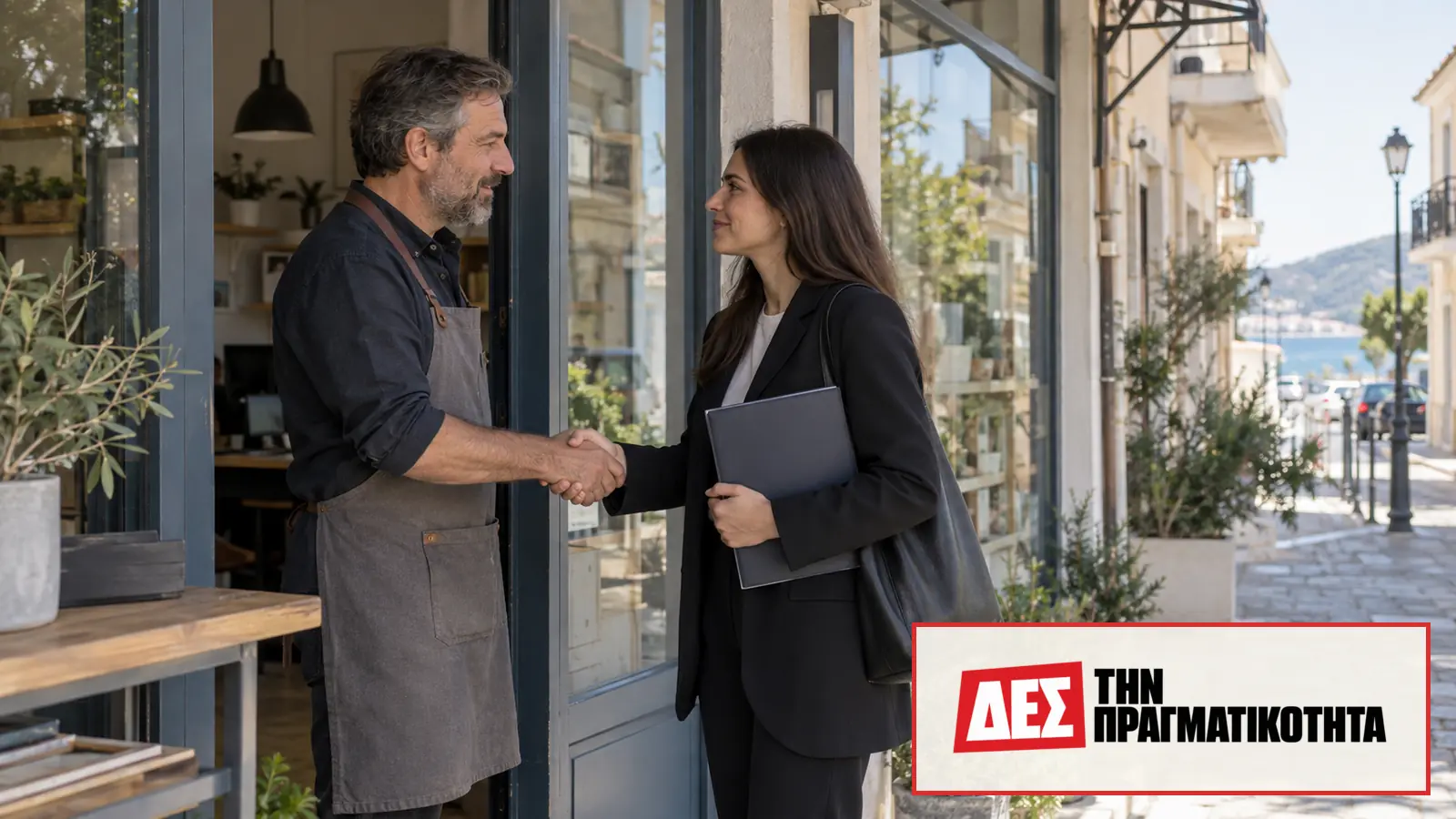 ΔΥΠΑ: 100% επιδότηση μισθού για 12 μήνες και 400 ευρώ κατάρτιση, ποιοι προλαβαίνουν · Ιδιοκτήτης καταστήματος και γυναίκα με φάκελο δίνουν τα χέρια · Δες την Πραγματικότητα ΔΥΠΑ: 100% επιδότηση μισθού για 12 μήνες και 400 ευρώ κατάρτιση, ποιοι προλαβαίνουν · Ιδιοκτήτης καταστήματος και γυναίκα με φάκελο δίνουν τα χέρια · Δες την Πραγματικότητα