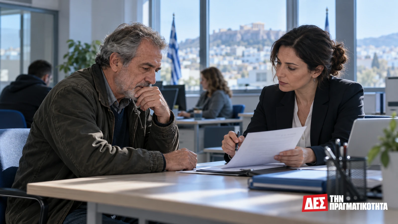 ΔΥΠΑ: 5.000 θέσεις για ανέργους άνω των 50, ποιος κάνει την αίτηση και τι πραγματικά κερδίζει · άνθρωπος άνω των 50 σε συνέντευξη εργασίας με καθαρό φάκελο · Δες την Πραγματικότητα ΔΥΠΑ: 5.000 θέσεις για ανέργους άνω των 50, ποιος κάνει την αίτηση και τι πραγματικά κερδίζει · άνθρωπος άνω των 50 σε συνέντευξη εργασίας με καθαρό φάκελο · Δες την Πραγματικότητα
