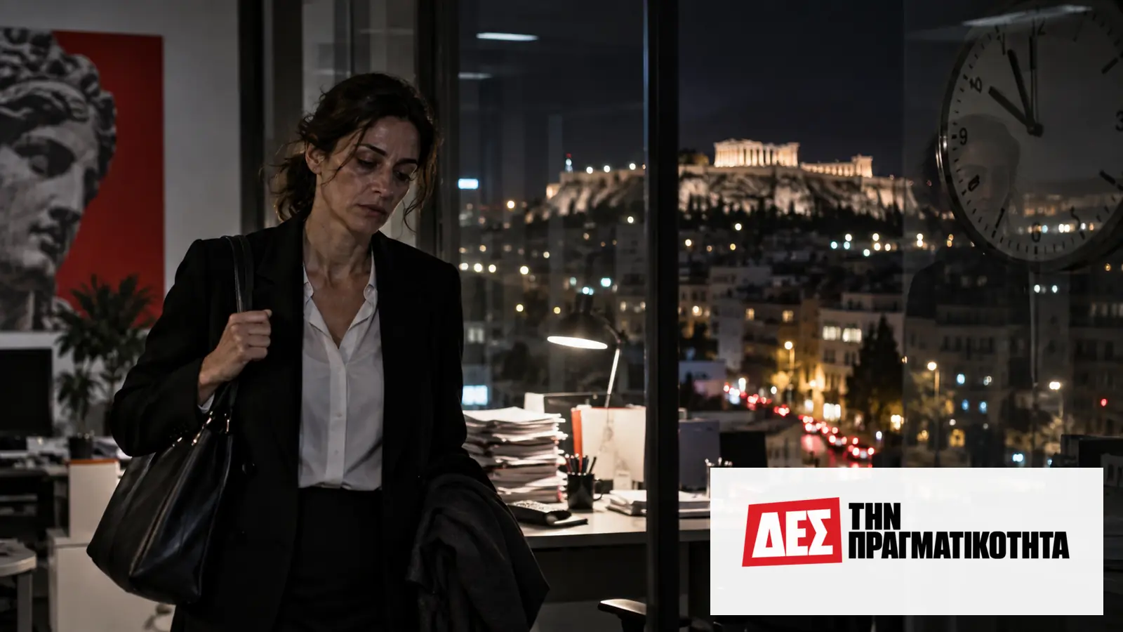 Η Ελλάδα δουλεύει περισσότερο στην ΕΕ: 39,6 ώρες την εβδομάδα και το τίμημα της εξάντλησης · Γυναίκα με τσάντα φεύγει από γραφείο αργά το βράδυ · Δες την Πραγματικότητα Η Ελλάδα δουλεύει περισσότερο στην ΕΕ: 39,6 ώρες την εβδομάδα και το τίμημα της εξάντλησης · Γυναίκα με τσάντα φεύγει από γραφείο αργά το βράδυ · Δες την Πραγματικότητα