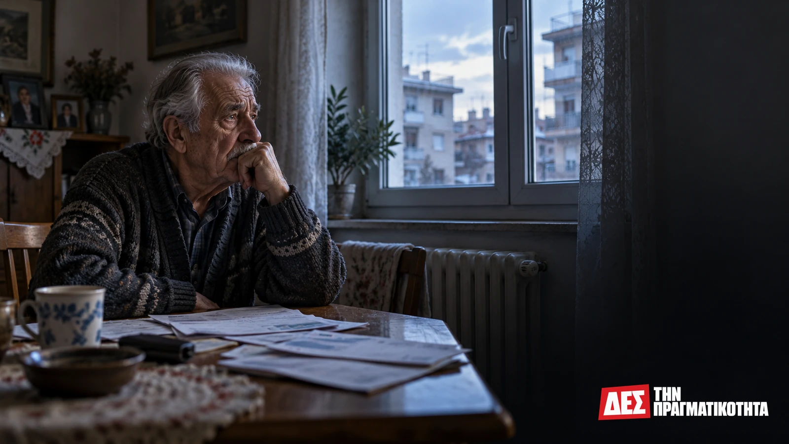 Ενεργειακή φτώχεια στην Ελλάδα: το 18,1% και το σπίτι που δεν προστατεύει · Ηλικιωμένος δίπλα σε παράθυρο και λογαριασμούς, εικαστική αναπαράσταση · Δες την Πραγματικότητα Ενεργειακή φτώχεια στην Ελλάδα: το 18,1% και το σπίτι που δεν προστατεύει · Ηλικιωμένος δίπλα σε παράθυρο και λογαριασμούς, εικαστική αναπαράσταση · Δες την Πραγματικότητα