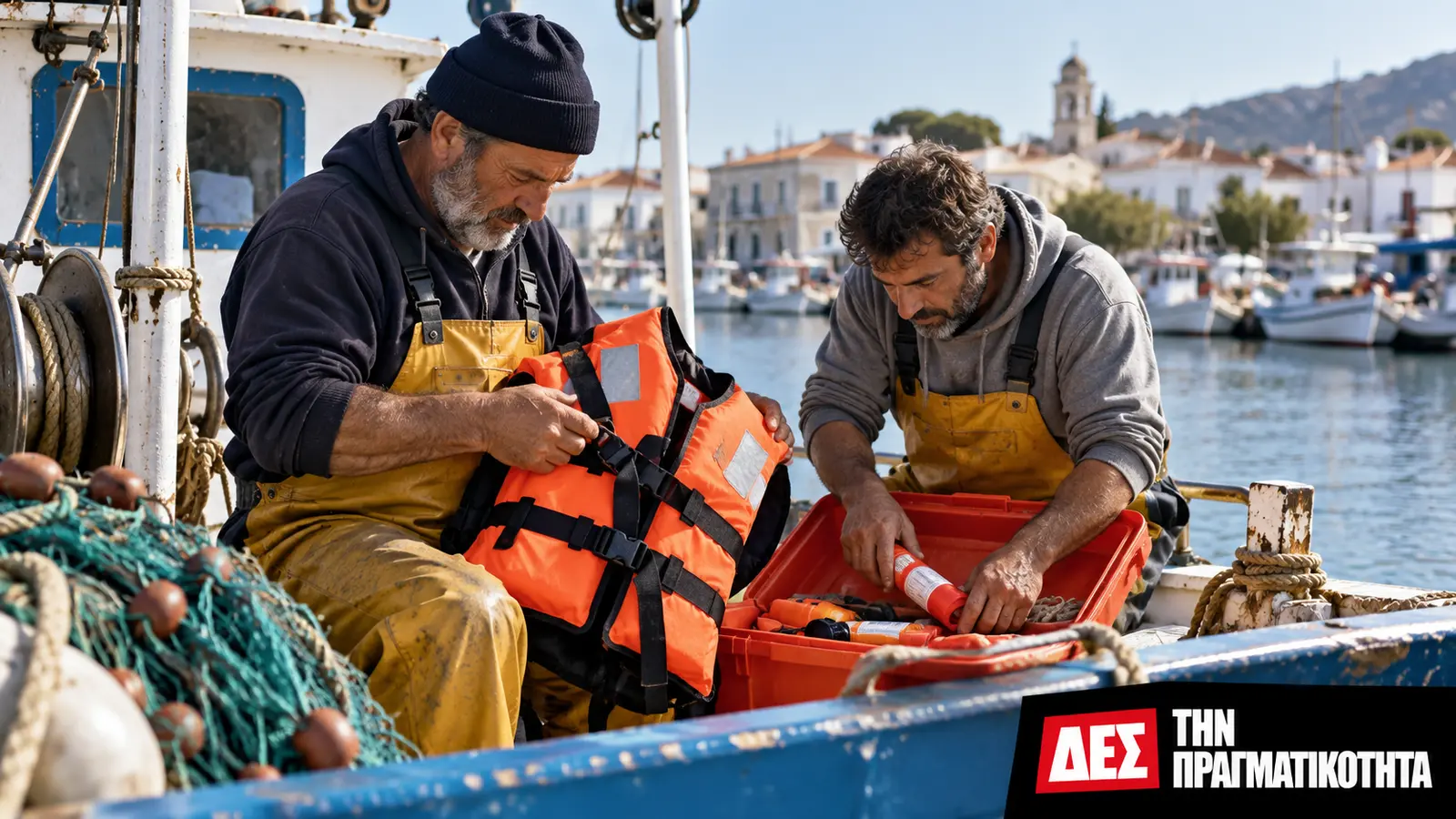 Επενδύσεις αλιευτικών σκαφών 2026: έως 85% ενίσχυση, αλλά ποιος αντέχει το κόστος; · Εικαστική αναπαράσταση ελέγχου σωσιβίων και εξοπλισμού αλιευτικού · Δες την Πραγματικότητα Επενδύσεις αλιευτικών σκαφών 2026: έως 85% ενίσχυση, αλλά ποιος αντέχει το κόστος; · Εικαστική αναπαράσταση ελέγχου σωσιβίων και εξοπλισμού αλιευτικού · Δες την Πραγματικότητα
