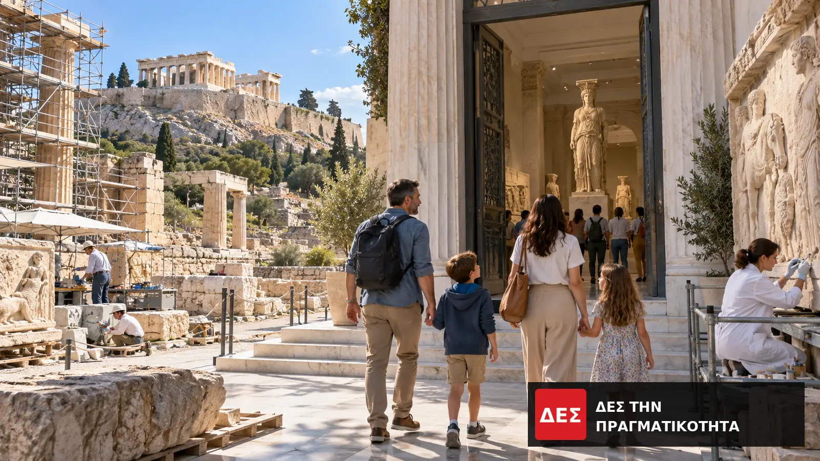 Ευρωπαϊκές Ημέρες Πολιτιστικής Κληρονομιάς 2026: δωρεάν μουσεία και αρχαιολογικοί χώροι στις 26 έως 27 Σεπτεμβρίου · Επισκέπτες περπατούν σε αρχαιολογικό χώρο, με την Ακρόπολη στο βάθος · Δες την Πραγματικότητα Ευρωπαϊκές Ημέρες Πολιτιστικής Κληρονομιάς 2026: δωρεάν μουσεία και αρχαιολογικοί χώροι στις 26 έως 27 Σεπτεμβρίου · Επισκέπτες περπατούν σε αρχαιολογικό χώρο, με την Ακρόπολη στο βάθος · Δες την Πραγματικότητα