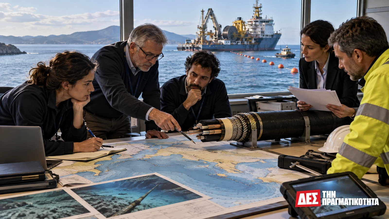 Great Sea Interconnector: το κόστος, οι συμβάσεις και το εθνικό διακύβευμα της σύνδεσης Κύπρου και Ελλάδας · πλοίο πόντισης καλωδίου και σταθμός μετατροπής στην ακτή χωρίς εταιρικά · Δες την Πραγματικότητα Great Sea Interconnector: το κόστος, οι συμβάσεις και το εθνικό διακύβευμα της σύνδεσης Κύπρου και Ελλάδας · πλοίο πόντισης καλωδίου και σταθμός μετατροπής στην ακτή χωρίς εταιρικά · Δες την Πραγματικότητα