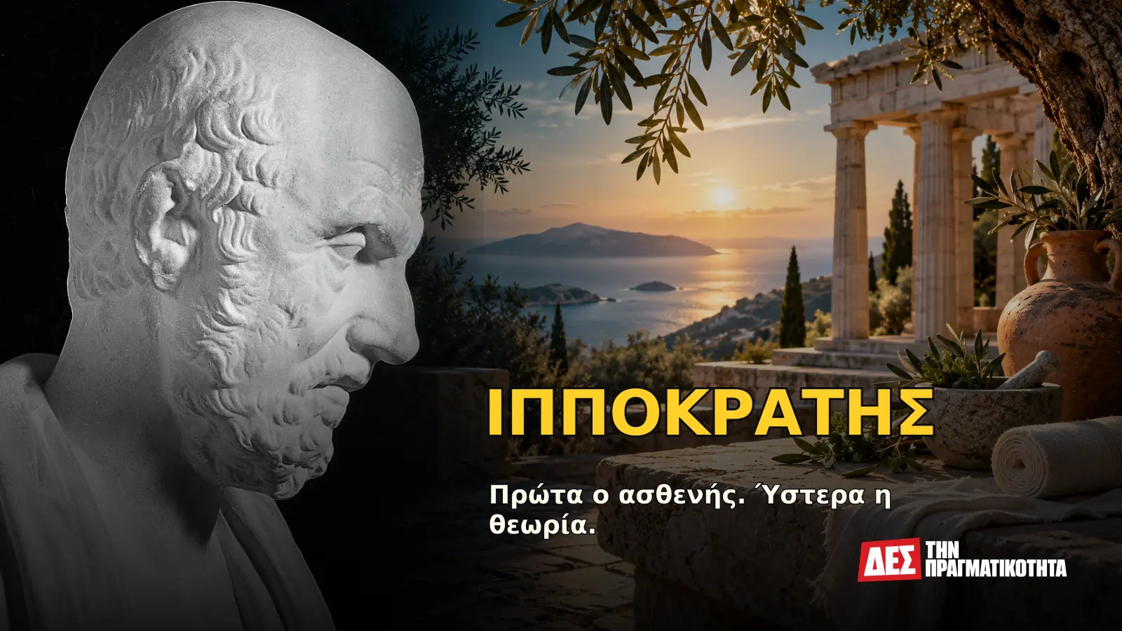 Ιπποκράτης: ο Έλληνας που έβγαλε την ιατρική από τον φόβο και έβαλε τον άνθρωπο στο κέντρο · Προηγούμενο εξώφυλλο με ιστορικό τεκμήριο ή συμβολική σκηνή · Δες την Πραγματικότητα Ιπποκράτης: ο Έλληνας που έβγαλε την ιατρική από τον φόβο και έβαλε τον άνθρωπο στο κέντρο · Προηγούμενο εξώφυλλο με ιστορικό τεκμήριο ή συμβολική σκηνή · Δες την Πραγματικότητα