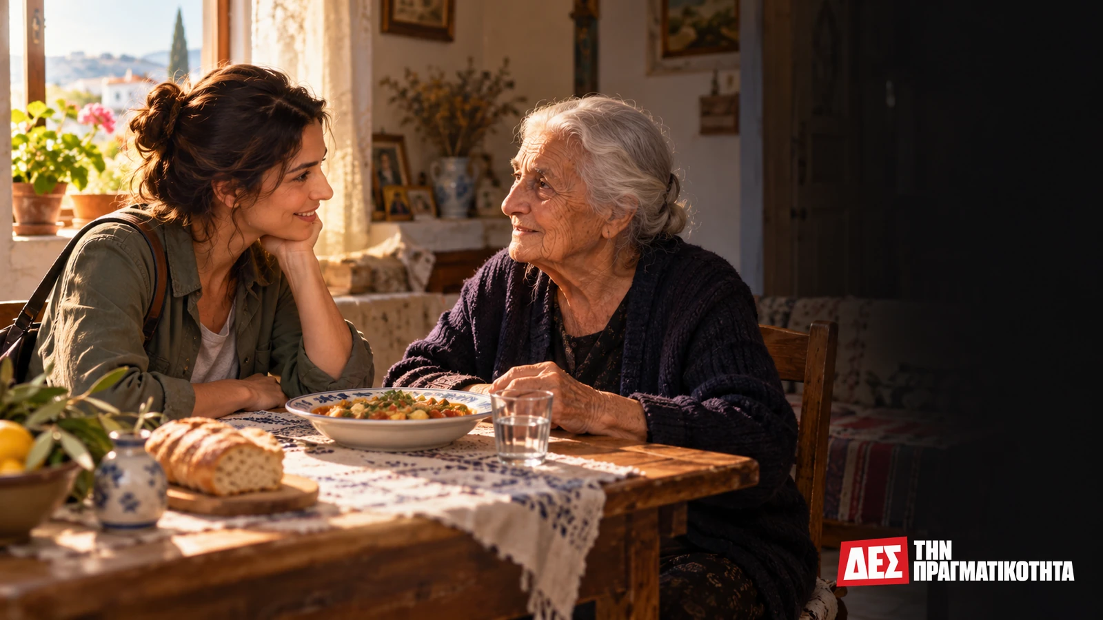 Καλός Σαμαρείτης: η πίστη που σταματά μπροστά στον ξένο · Προσφορά γεύματος και συντροφιάς σε ηλικιωμένη, εικαστική αναπαράσταση · Δες την Πραγματικότητα Καλός Σαμαρείτης: η πίστη που σταματά μπροστά στον ξένο · Προσφορά γεύματος και συντροφιάς σε ηλικιωμένη, εικαστική αναπαράσταση · Δες την Πραγματικότητα