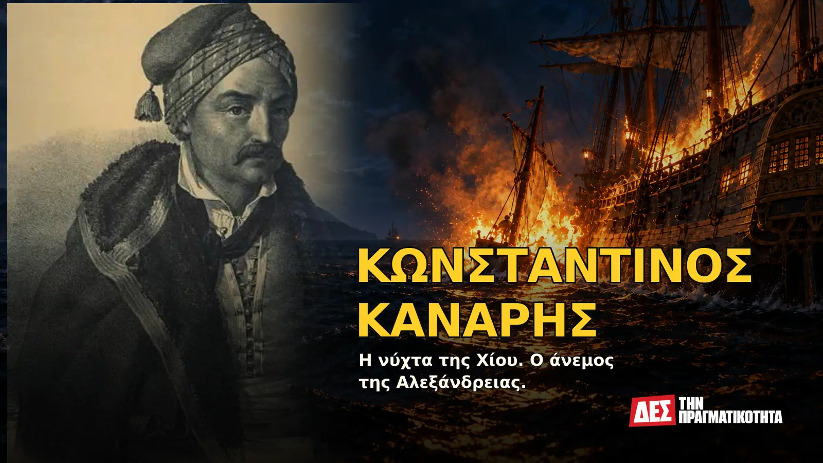 Κωνσταντίνος Κανάρης: η νύχτα της Χίου, η χαμένη Αλεξάνδρεια και το χρέος της ελευθερίας · Προηγούμενο εξώφυλλο με ιστορικό τεκμήριο ή συμβολική σκηνή · Δες την Πραγματικότητα Κωνσταντίνος Κανάρης: η νύχτα της Χίου, η χαμένη Αλεξάνδρεια και το χρέος της ελευθερίας · Προηγούμενο εξώφυλλο με ιστορικό τεκμήριο ή συμβολική σκηνή · Δες την Πραγματικότητα