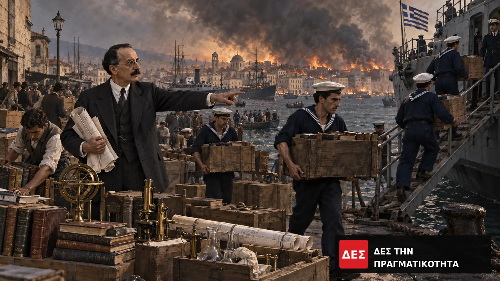 Κωνσταντίνος Καραθεοδωρή: ο Έλληνας μαθηματικός που συνομίλησε με τον Αϊνστάιν και έσωσε τη γνώση της Σμύρνης · Εικαστική ιστορική σύνθεση επιστήμονα με χειρόγραφα και λιμάνι σε περίοδο · Δες την Πραγματικότητα Κωνσταντίνος Καραθεοδωρή: ο Έλληνας μαθηματικός που συνομίλησε με τον Αϊνστάιν και έσωσε τη γνώση της Σμύρνης · Εικαστική ιστορική σύνθεση επιστήμονα με χειρόγραφα και λιμάνι σε περίοδο · Δες την Πραγματικότητα