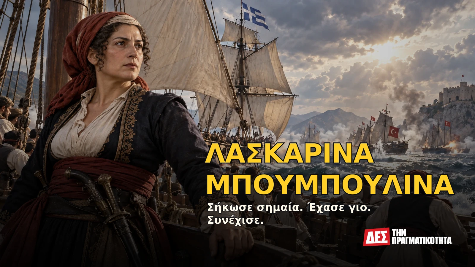 Λασκαρίνα Μπουμπουλίνα: η γυναίκα που έβαλε την περιουσία και τη ζωή της στην Επανάσταση · Υποθετική φωτορεαλιστική αναπαράσταση: ΛΑΣΚΑΡΙΝΑ ΜΠΟΥΜΠΟΥΛΙΝΑ, με σκηνές από τη ζωή · Δες την Πραγματικότητα Λασκαρίνα Μπουμπουλίνα: η γυναίκα που έβαλε την περιουσία και τη ζωή της στην Επανάσταση · Υποθετική φωτορεαλιστική αναπαράσταση: ΛΑΣΚΑΡΙΝΑ ΜΠΟΥΜΠΟΥΛΙΝΑ, με σκηνές από τη ζωή · Δες την Πραγματικότητα