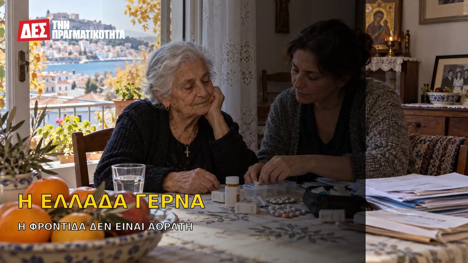 Η Ελλάδα γερνά στο σπίτι: ποιος φροντίζει τον ηλικιωμένο όταν η οικογένεια εξαντλείται · Κεντρική εικόνα · Δες την Πραγματικότητα Η Ελλάδα γερνά στο σπίτι: ποιος φροντίζει τον ηλικιωμένο όταν η οικογένεια εξαντλείται · Κεντρική εικόνα · Δες την Πραγματικότητα