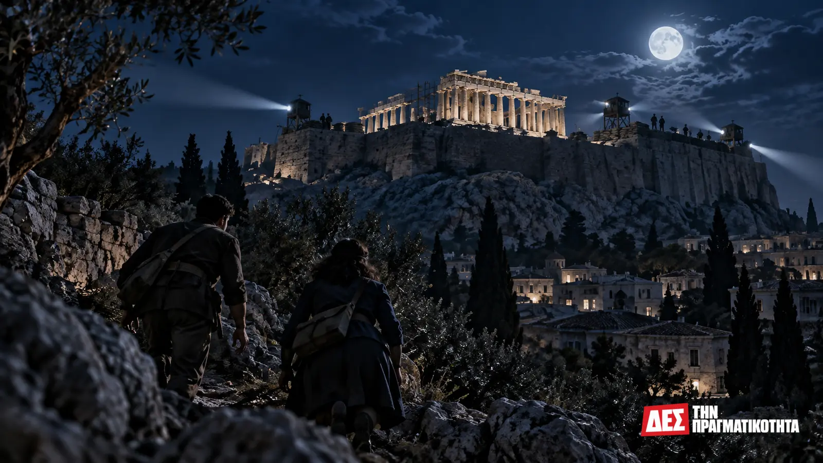 Μανώλης Γλέζος: η σημαία, η Αντίσταση και το χρέος της μνήμης · Δύο νέοι πλησιάζουν την Ακρόπολη τη νύχτα του 1941 · Δες την Πραγματικότητα Μανώλης Γλέζος: η σημαία, η Αντίσταση και το χρέος της μνήμης · Δύο νέοι πλησιάζουν την Ακρόπολη τη νύχτα του 1941 · Δες την Πραγματικότητα