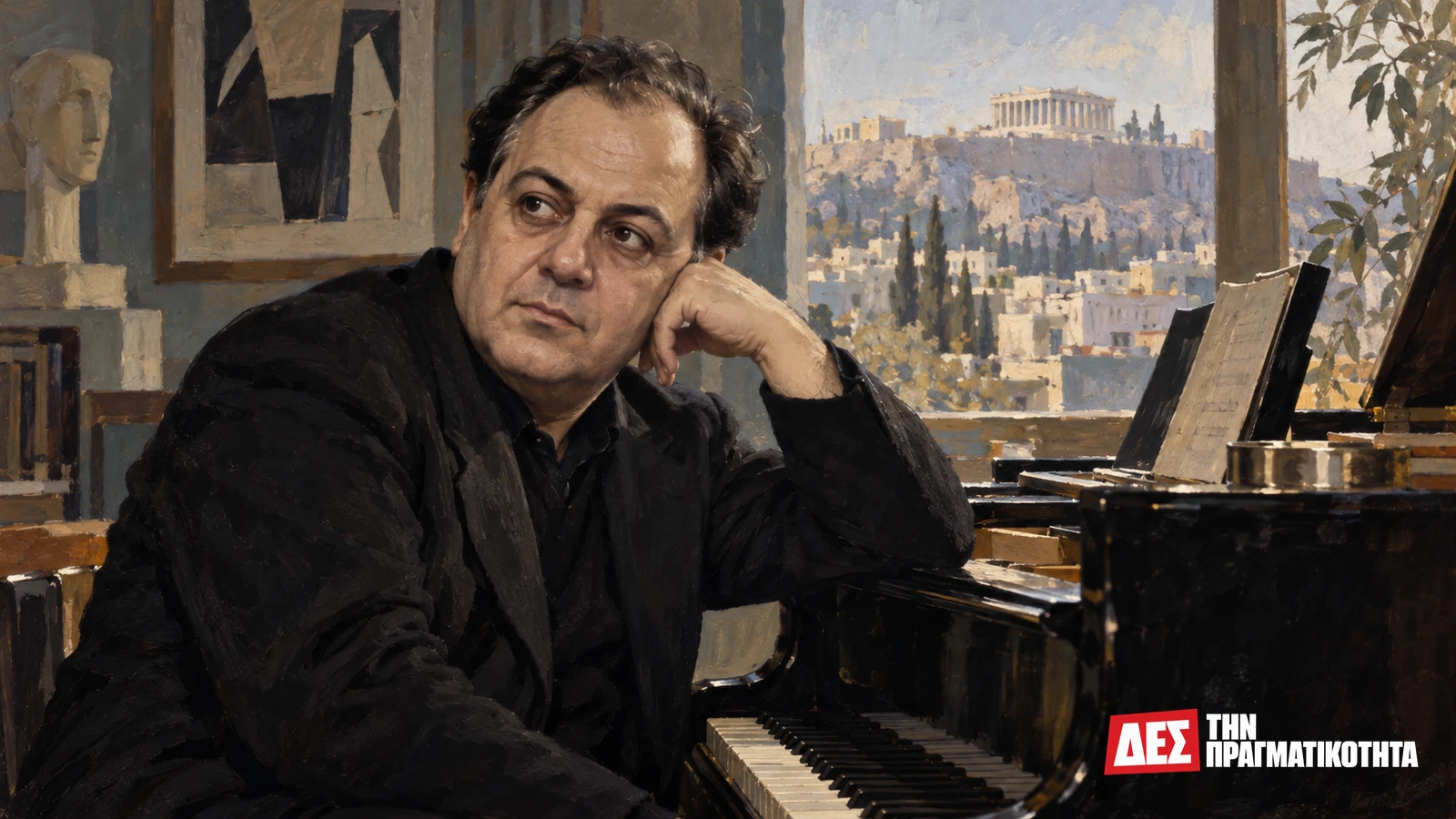 Μάνος Χατζιδάκις: ο συνθέτης που αρνήθηκε να χαμηλώσει τον πήχη για να γίνει αρεστός · αναγνωρίσιμο εικαστικό πορτρέτο του Μάνου Χατζιδάκι στο πιάνο, κομψός ελληνικός · Δες την Πραγματικότητα Μάνος Χατζιδάκις: ο συνθέτης που αρνήθηκε να χαμηλώσει τον πήχη για να γίνει αρεστός · αναγνωρίσιμο εικαστικό πορτρέτο του Μάνου Χατζιδάκι στο πιάνο, κομψός ελληνικός · Δες την Πραγματικότητα