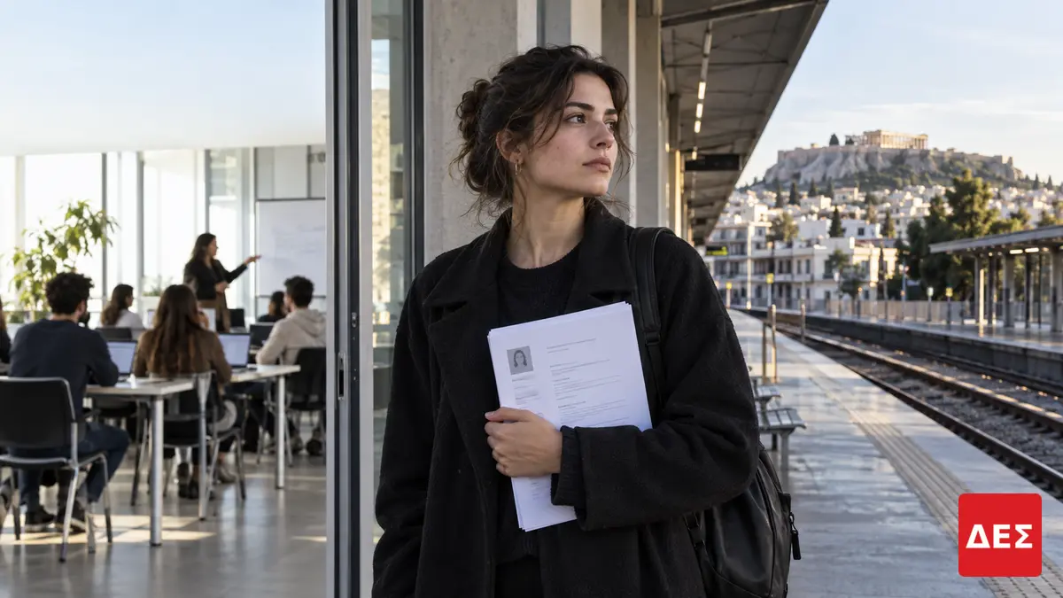 Νέοι εκτός εργασίας και εκπαίδευσης: η Ελλάδα στο 13,6% και μια γενιά σε αναμονή · Νέα γυναίκα κρατά χαρτιά κοντά σε αποβάθρα, με καθισμένους ανθρώπους · Δες την Πραγματικότητα Νέοι εκτός εργασίας και εκπαίδευσης: η Ελλάδα στο 13,6% και μια γενιά σε αναμονή · Νέα γυναίκα κρατά χαρτιά κοντά σε αποβάθρα, με καθισμένους ανθρώπους · Δες την Πραγματικότητα