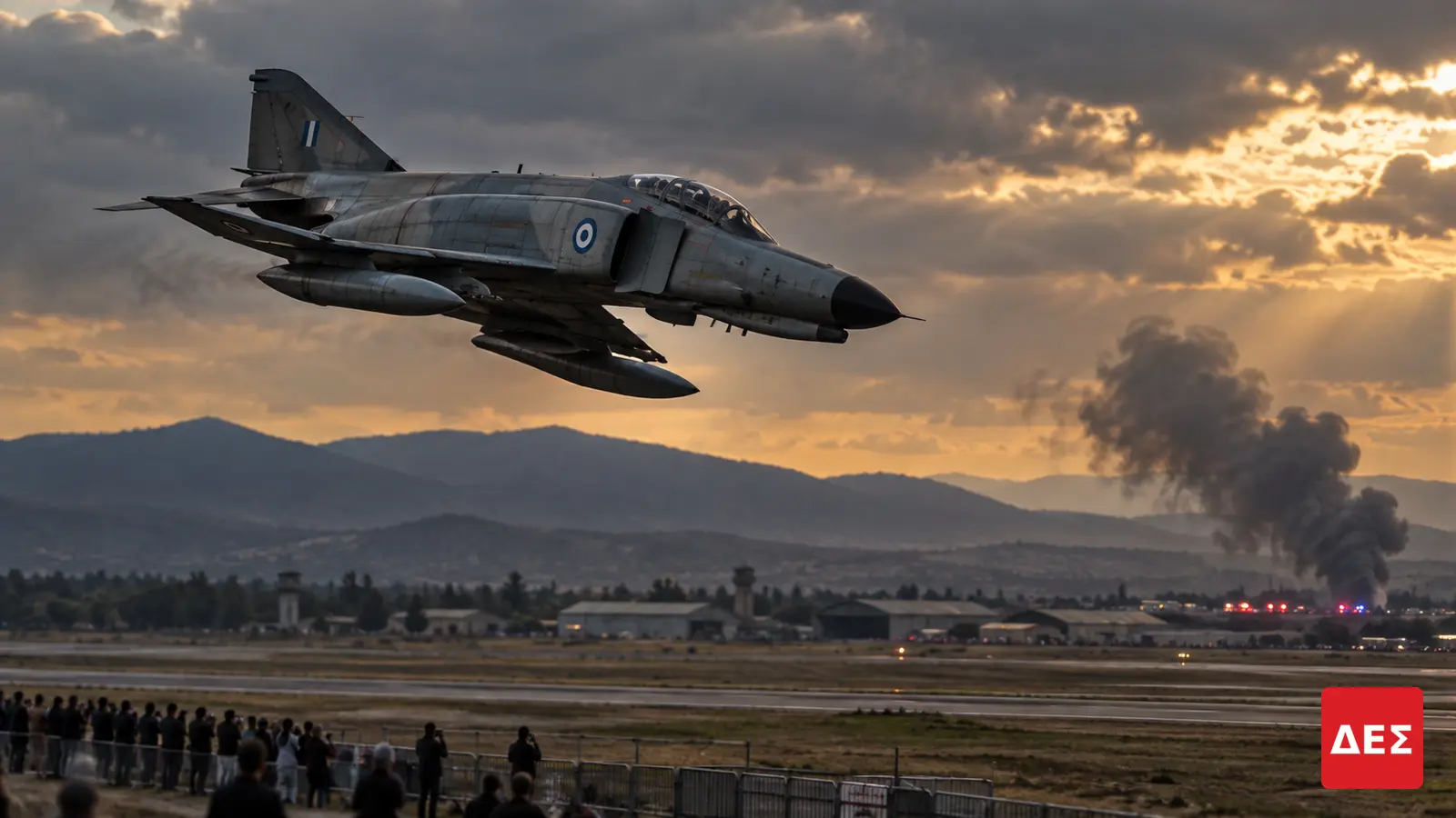Phantom στην Τανάγρα: δύο πιλότοι νεκροί στο Athens Flying Week και οι απαντήσεις που λείπουν · Στρατιωτικό αεροσκάφος πετά χαμηλά πάνω από αεροδιάδρομο, με καπνό · Δες την Πραγματικότητα Phantom στην Τανάγρα: δύο πιλότοι νεκροί στο Athens Flying Week και οι απαντήσεις που λείπουν · Στρατιωτικό αεροσκάφος πετά χαμηλά πάνω από αεροδιάδρομο, με καπνό · Δες την Πραγματικότητα
