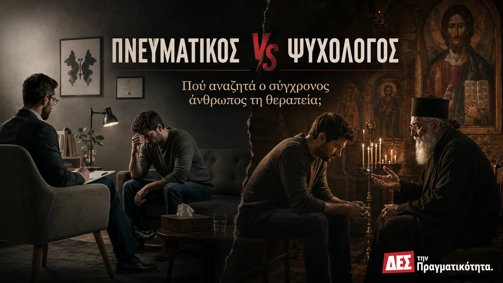 Πνευματικός ή Ψυχολόγος; Όταν η πίστη ζητά να αλλάξεις εσύ και η εποχή ψάχνει ποιος άλλος φταίει · Κεντρική εικόνα · Δες την Πραγματικότητα Πνευματικός ή Ψυχολόγος; Όταν η πίστη ζητά να αλλάξεις εσύ και η εποχή ψάχνει ποιος άλλος φταίει · Κεντρική εικόνα · Δες την Πραγματικότητα