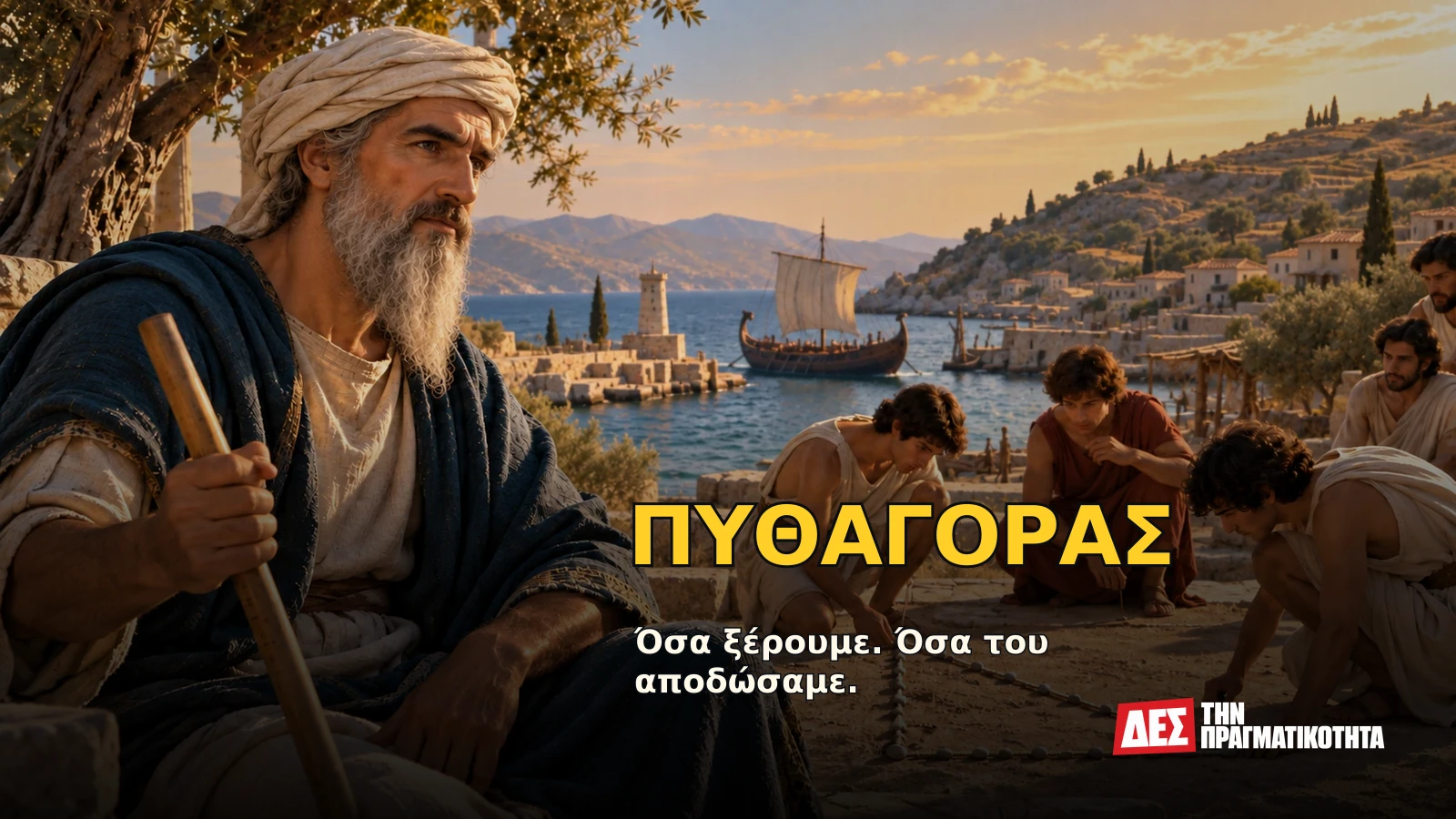 Πυθαγόρας: τι γνωρίζουμε πραγματικά για τον άνθρωπο πίσω από το θεώρημα · Υποθετική φωτορεαλιστική αναπαράσταση: ΠΥΘΑΓΟΡΑΣ, με σκηνές από τη ζωή · Δες την Πραγματικότητα Πυθαγόρας: τι γνωρίζουμε πραγματικά για τον άνθρωπο πίσω από το θεώρημα · Υποθετική φωτορεαλιστική αναπαράσταση: ΠΥΘΑΓΟΡΑΣ, με σκηνές από τη ζωή · Δες την Πραγματικότητα
