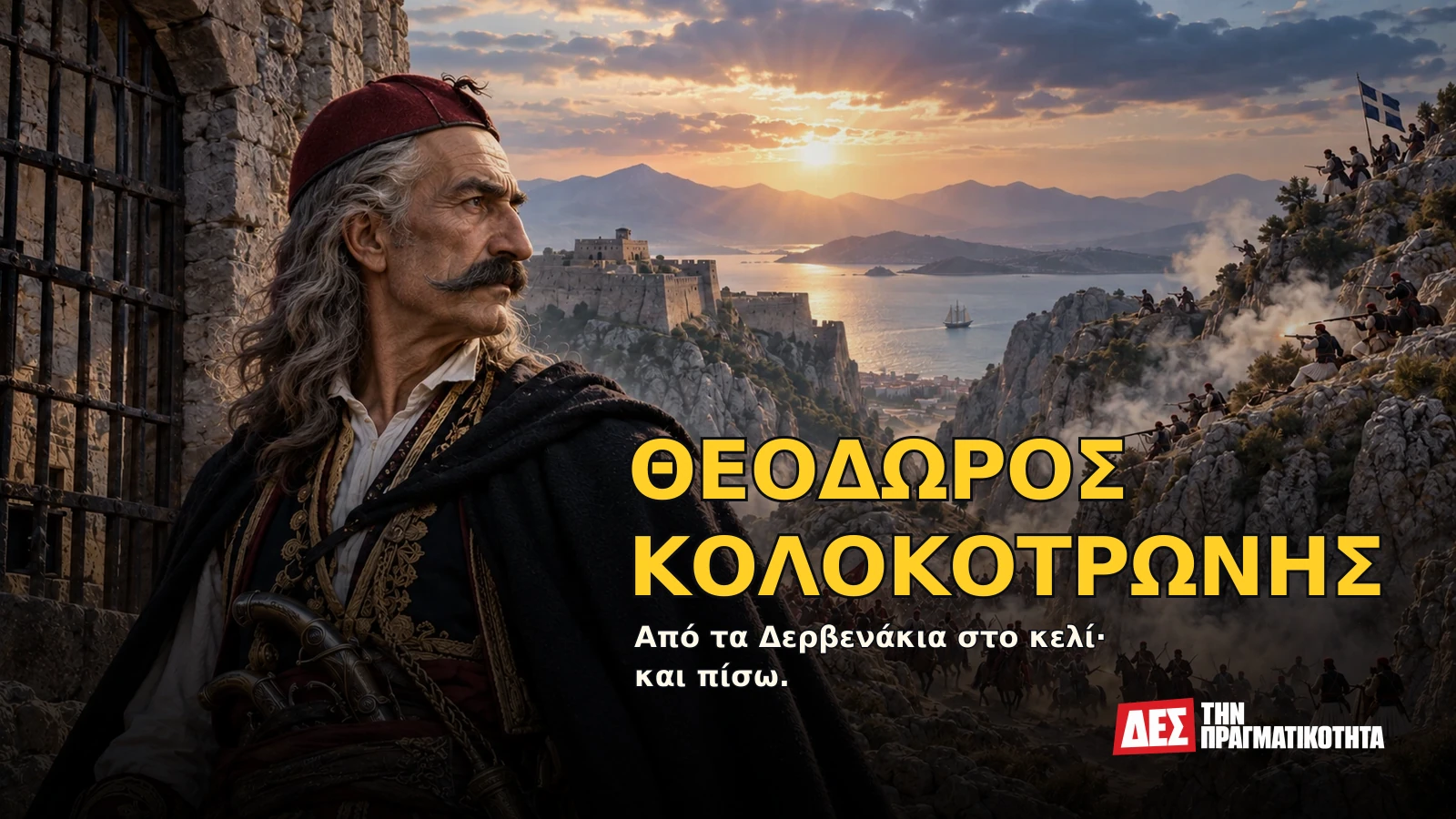 Θεόδωρος Κολοκοτρώνης: τον φυλάκισαν, τον χρειάστηκαν για να σωθεί η Επανάσταση και τον φυλάκισαν ξανά · Υποθετική φωτορεαλιστική αναπαράσταση: ΘΕΟΔΩΡΟΣ ΚΟΛΟΚΟΤΡΩΝΗΣ, με σκηνές από τη ζωή · Δες την Πραγματικότητα Θεόδωρος Κολοκοτρώνης: τον φυλάκισαν, τον χρειάστηκαν για να σωθεί η Επανάσταση και τον φυλάκισαν ξανά · Υποθετική φωτορεαλιστική αναπαράσταση: ΘΕΟΔΩΡΟΣ ΚΟΛΟΚΟΤΡΩΝΗΣ, με σκηνές από τη ζωή · Δες την Πραγματικότητα
