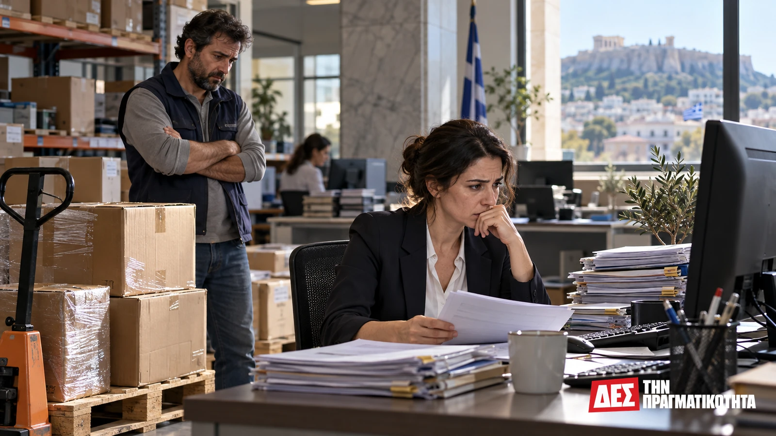 Χρέη του Δημοσίου προς ιδιώτες: τα 3,823 δισ., τα νοσοκομεία και η επιχείρηση που περιμένει · νοσοκομειακή αποθήκη με κουτιά προμηθειών και ανεξόφλητα τιμολόγια χωρίς προσωπικά · Δες την Πραγματικότητα Χρέη του Δημοσίου προς ιδιώτες: τα 3,823 δισ., τα νοσοκομεία και η επιχείρηση που περιμένει · νοσοκομειακή αποθήκη με κουτιά προμηθειών και ανεξόφλητα τιμολόγια χωρίς προσωπικά · Δες την Πραγματικότητα