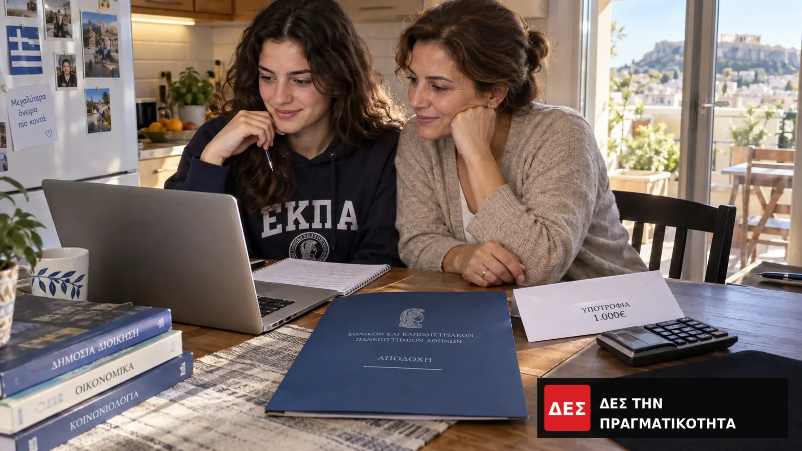 Υποτροφία ΛΑΕ/ΟΠΕΚΑ 2026: 1.000 ευρώ για 2.106 πρωτοετείς, αιτήσεις έως 15 Οκτωβρίου · Νεαρή φοιτήτρια και γυναίκα κοιτούν φορητό υπολογιστή δίπλα σε βιβλία · Δες την Πραγματικότητα Υποτροφία ΛΑΕ/ΟΠΕΚΑ 2026: 1.000 ευρώ για 2.106 πρωτοετείς, αιτήσεις έως 15 Οκτωβρίου · Νεαρή φοιτήτρια και γυναίκα κοιτούν φορητό υπολογιστή δίπλα σε βιβλία · Δες την Πραγματικότητα