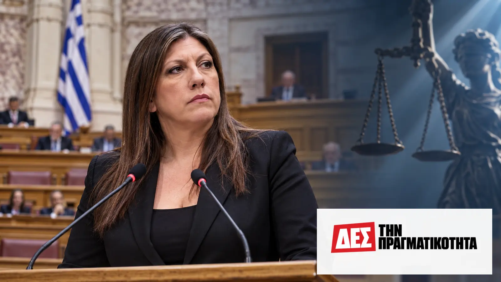 Ζωή Κωνσταντοπούλου: τι σημαίνει η άρση ασυλίας και τι αποφάσισε η Βουλή · Γυναίκα μιλά σε βήμα κοινοβουλίου, με ζυγαριά της Δικαιοσύνης · Δες την Πραγματικότητα Ζωή Κωνσταντοπούλου: τι σημαίνει η άρση ασυλίας και τι αποφάσισε η Βουλή · Γυναίκα μιλά σε βήμα κοινοβουλίου, με ζυγαριά της Δικαιοσύνης · Δες την Πραγματικότητα