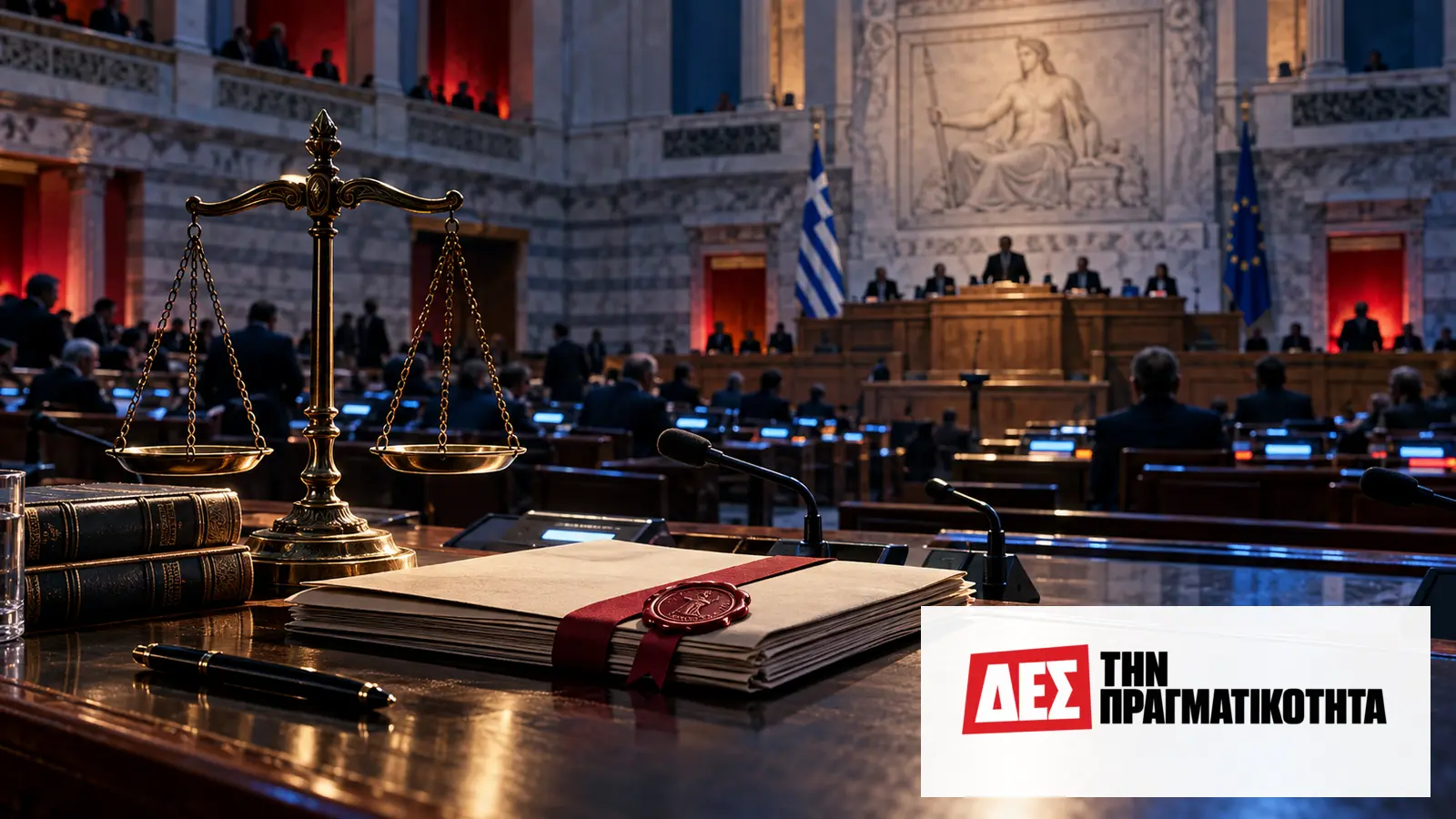 Ζωή Κωνσταντοπούλου: τι σημαίνει η άρση ασυλίας και τι αποφάσισε η Βουλή · Κοινοβουλευτική αίθουσα με κλειστό φάκελο και ζυγαριά δικαιοσύνης σε πρώτο · Δες την Πραγματικότητα Ζωή Κωνσταντοπούλου: τι σημαίνει η άρση ασυλίας και τι αποφάσισε η Βουλή · Κοινοβουλευτική αίθουσα με κλειστό φάκελο και ζυγαριά δικαιοσύνης σε πρώτο · Δες την Πραγματικότητα